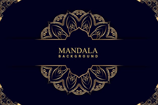Fondo de mandala de lujo con color dorado Vector Premium