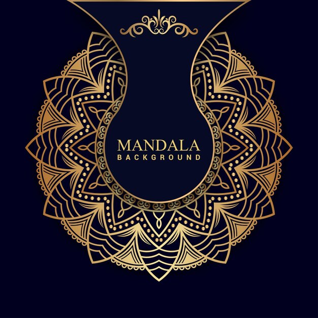 Fondo de mandala de lujo con color dorado Vector Premium