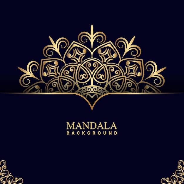 Fondo de mandala de lujo con color dorado Vector Premium
