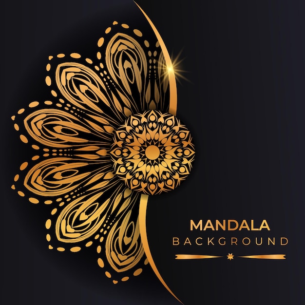 Vector fondo de mandala de lujo con color dorado.