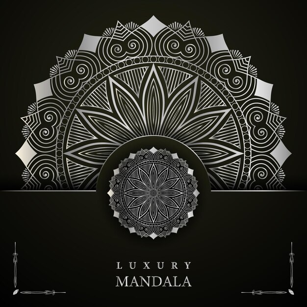 Vector fondo de mandala de lujo creativo ornamental con patrón arabesco plateado mandala islámico