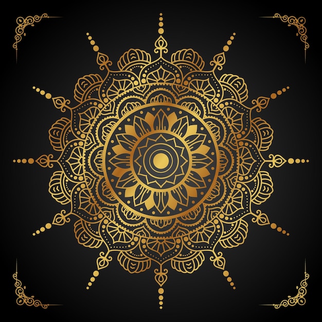 Fondo de mandala de lujo con decoración dorada vector premium