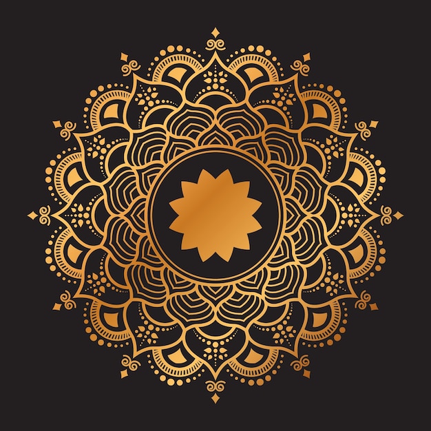 Fondo de mandala de lujo dorado diseño vectorial