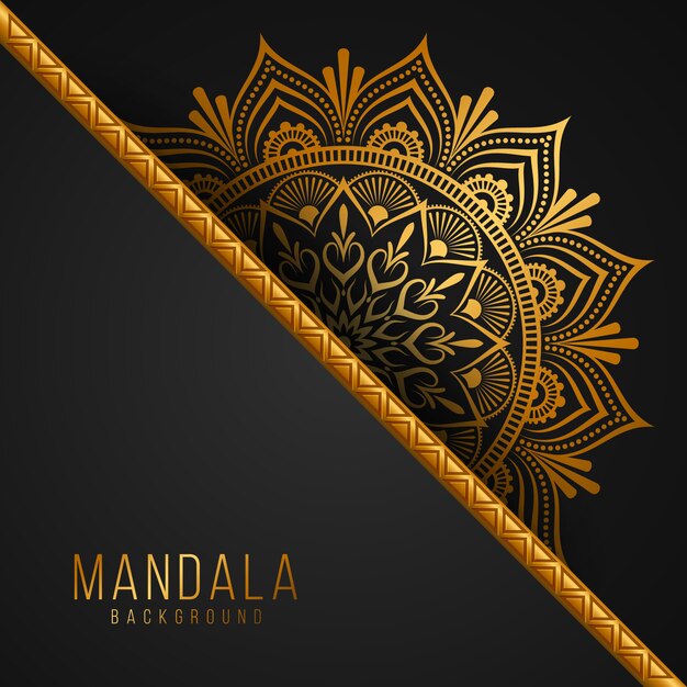Fondo de mandala de lujo con estampado floral dorado