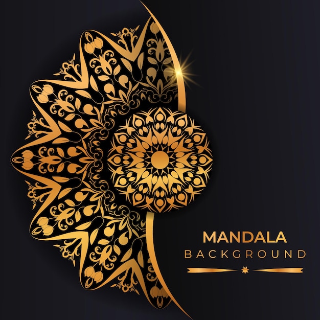 Fondo de mandala de lujo con estilo árabe de color dorado