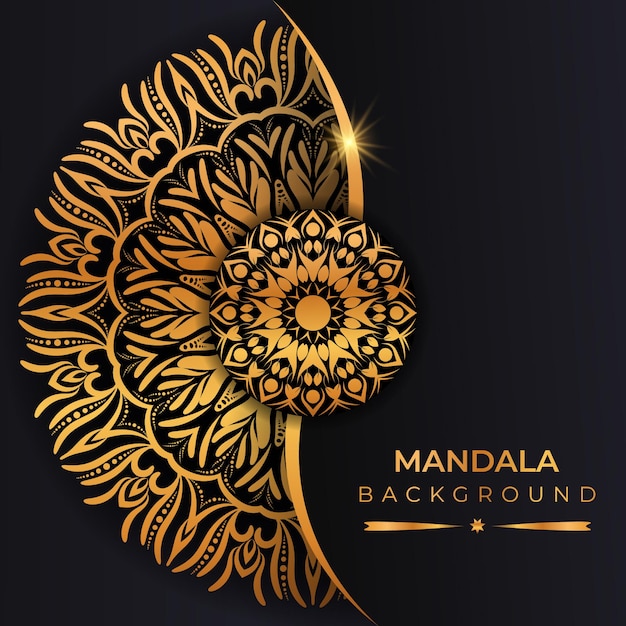 Fondo de mandala de lujo con estilo árabe de color dorado