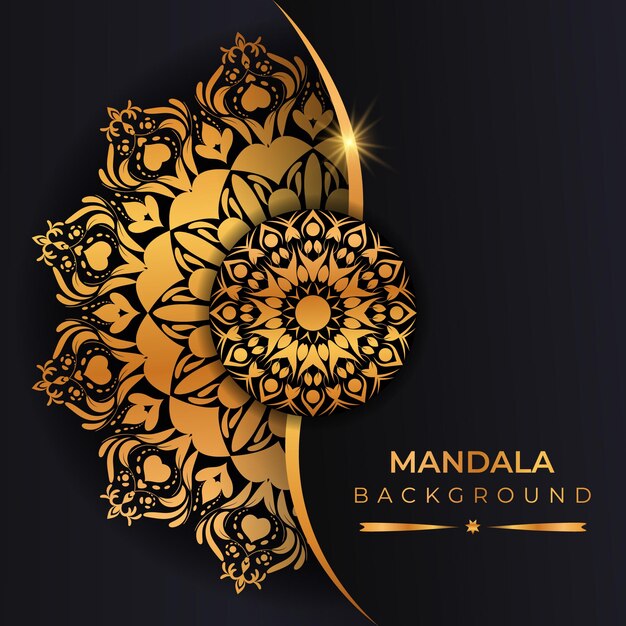 Fondo de mandala de lujo con estilo árabe de color dorado