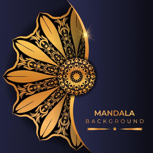 Fondo de mandala de lujo con estilo árabe de color dorado