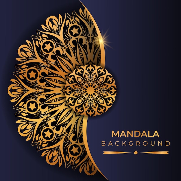 Fondo de mandala de lujo con estilo árabe de color dorado