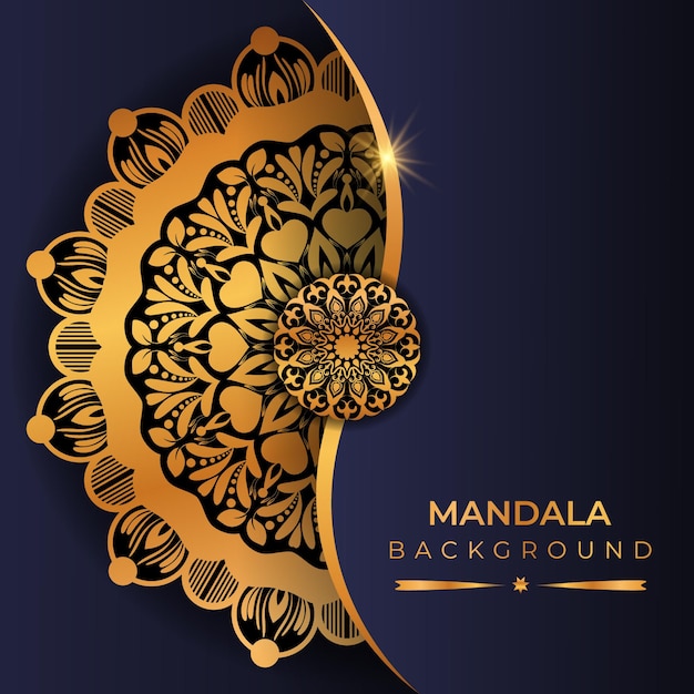 Fondo de mandala de lujo con estilo árabe de color dorado