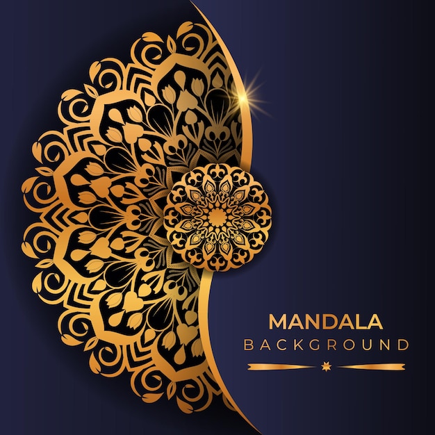 Vector fondo de mandala de lujo con estilo árabe de color dorado