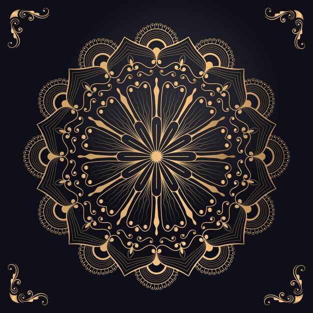 Fondo de mandala de lujo con estilo arabesco dorado premium