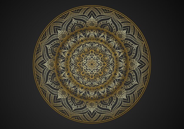 Fondo de mandala de lujo estilo arabesco ornamental con estilo de patrón arabesco dorado