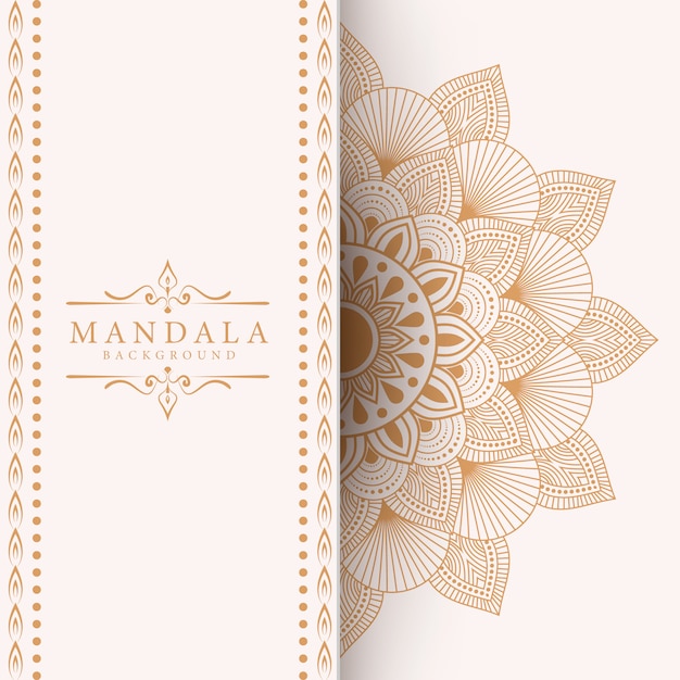 Fondo de mandala de lujo para invitación de boda de portada de libro