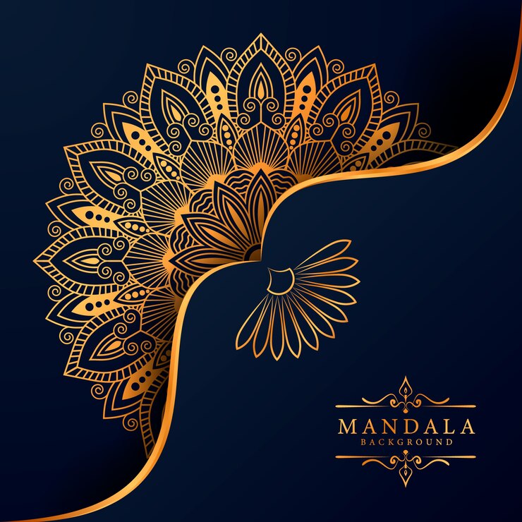 Vector fondo de mandala de lujo para invitación de boda de portada de libro