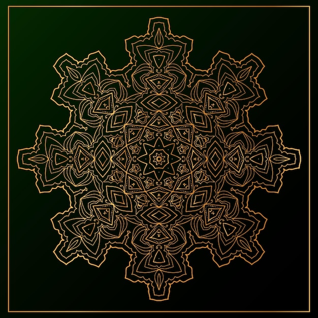 Vector fondo de mandala de lujo con negro dorado