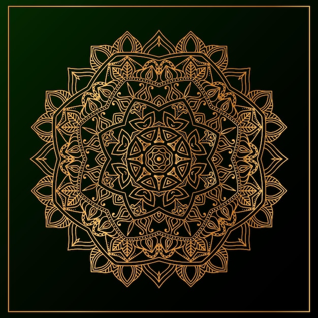 Vector fondo de mandala de lujo con negro dorado