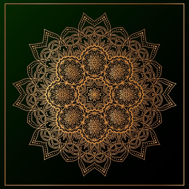 Vector fondo de mandala de lujo con negro dorado