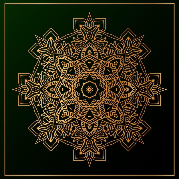 Vector fondo de mandala de lujo con negro dorado