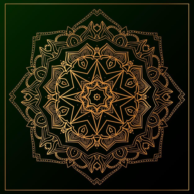 Fondo de mandala de lujo con negro dorado