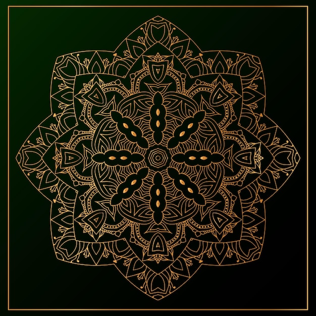 Vector fondo de mandala de lujo con negro dorado