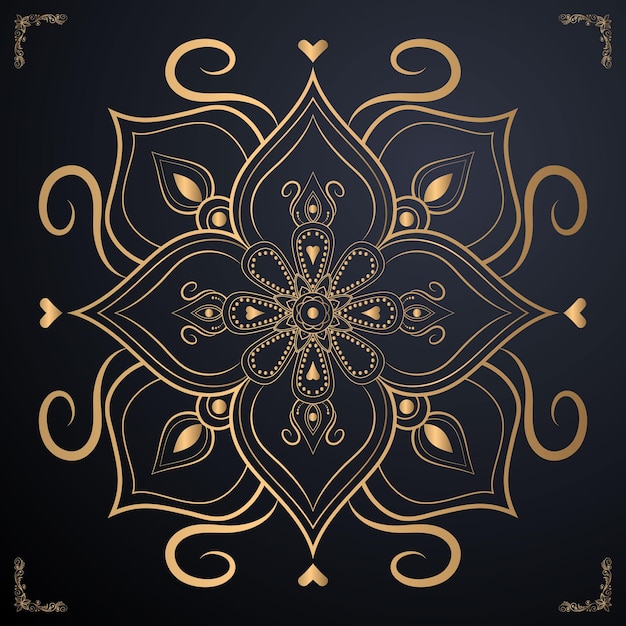 Fondo de mandala de lujo y oro de mandala
