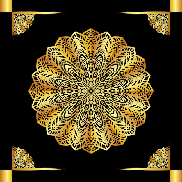 Fondo de mandala de lujo con patrón arabesco dorado estilo árabe islámico oriental