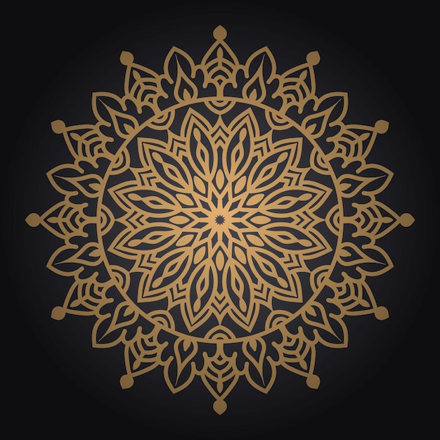 Fondo de mandala de lujo con patrón arabesco dorado Vector Premium