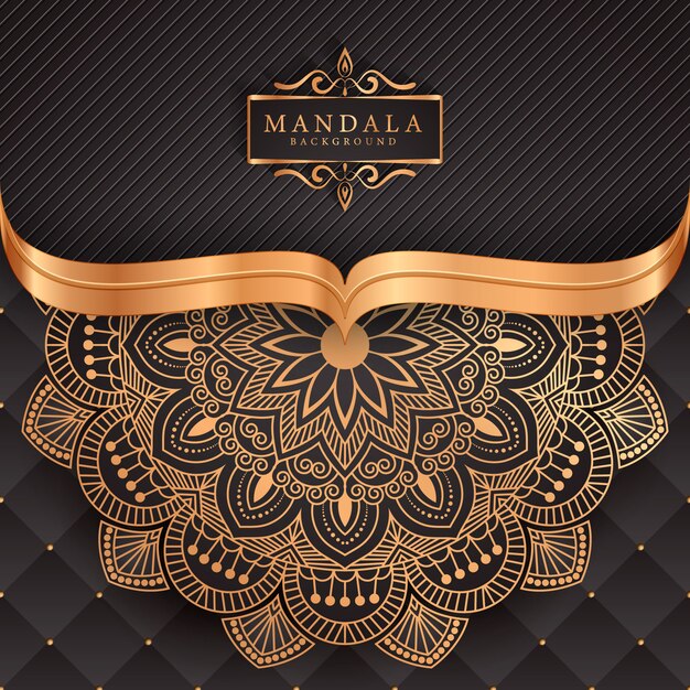 Fondo de mandala de lujo con patrón arabesco dorado