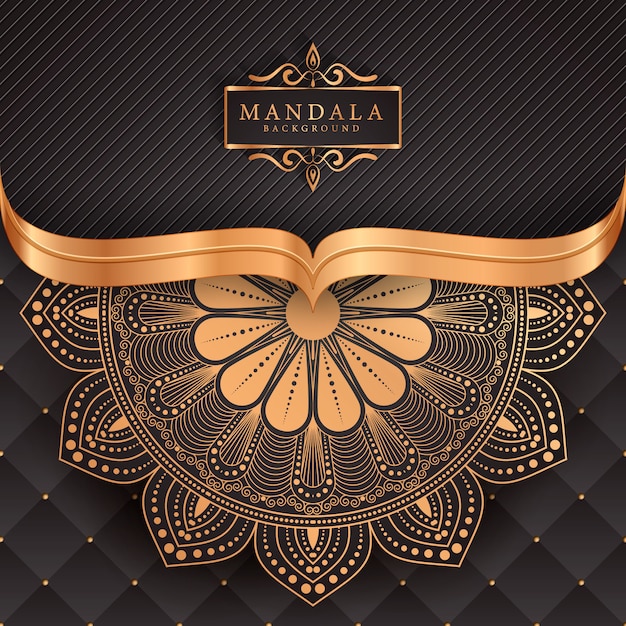 Fondo de mandala de lujo con patrón arabesco dorado