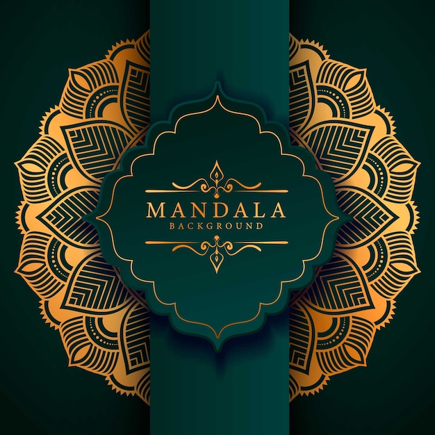 Fondo de mandala de lujo con patrón arabesco dorado