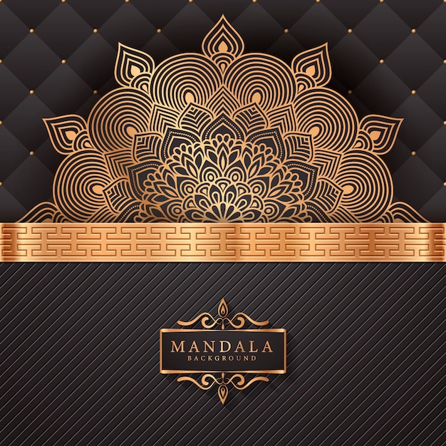 Fondo de mandala de lujo con patrón arabesco dorado