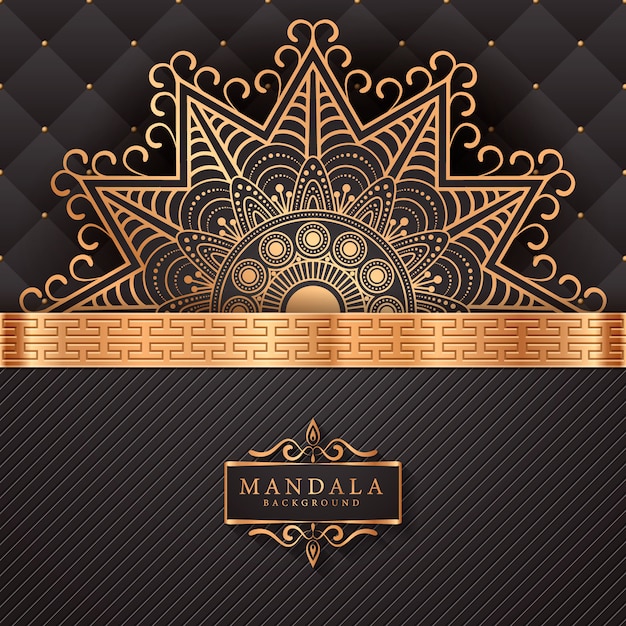 Fondo de mandala de lujo con patrón arabesco dorado