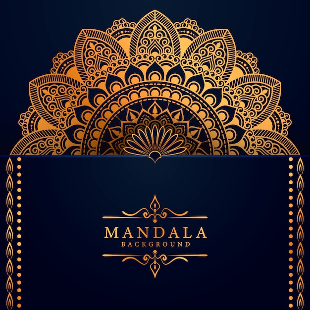 Fondo de mandala de lujo con patrón arabesco dorado