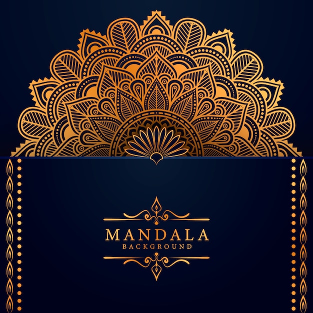 Fondo de mandala de lujo con patrón arabesco dorado