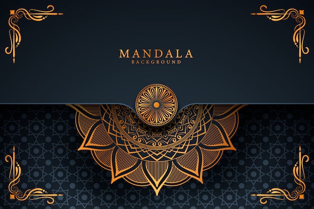 Fondo de mandala de lujo con patrón arabesco dorado