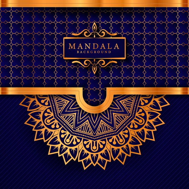 Fondo de mandala de lujo con patrón arabesco dorado