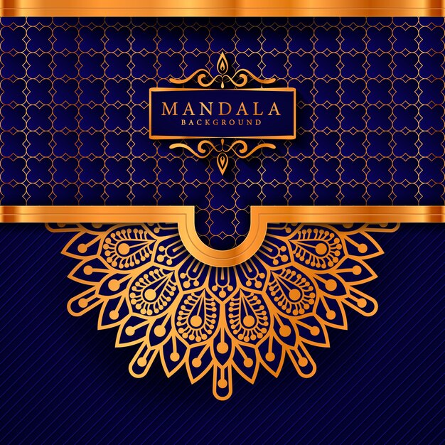 Fondo de mandala de lujo con patrón arabesco dorado