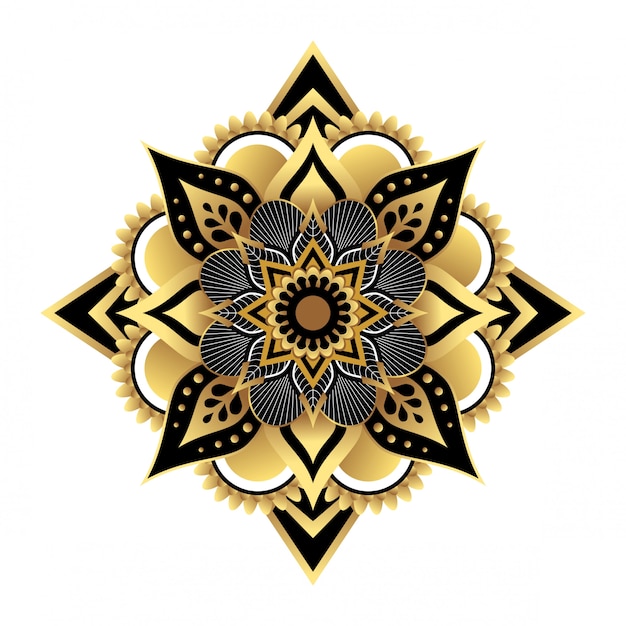 Vector fondo de mandala de lujo con patrón arabesco dorado