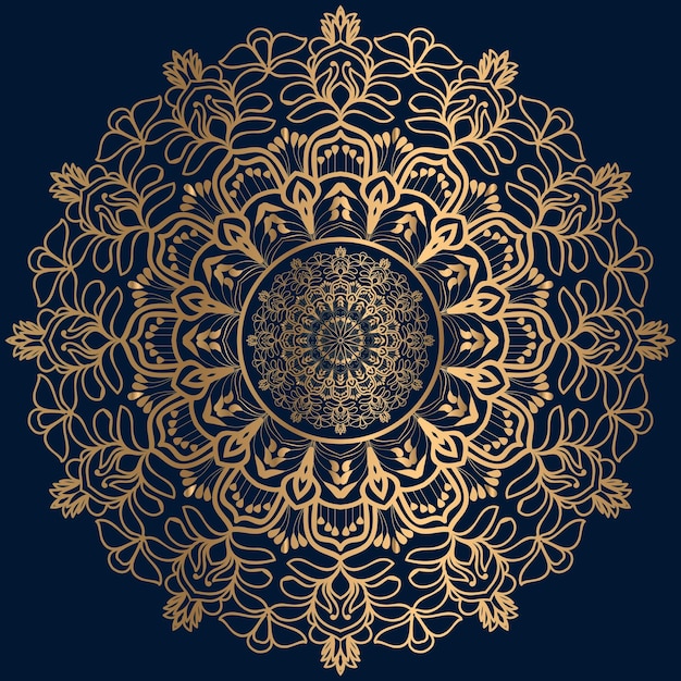 Fondo de mandala de lujo con patrón arabesco dorado