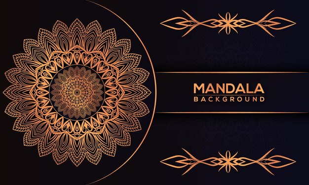 Fondo de mandala de lujo con patrón dorado Vector