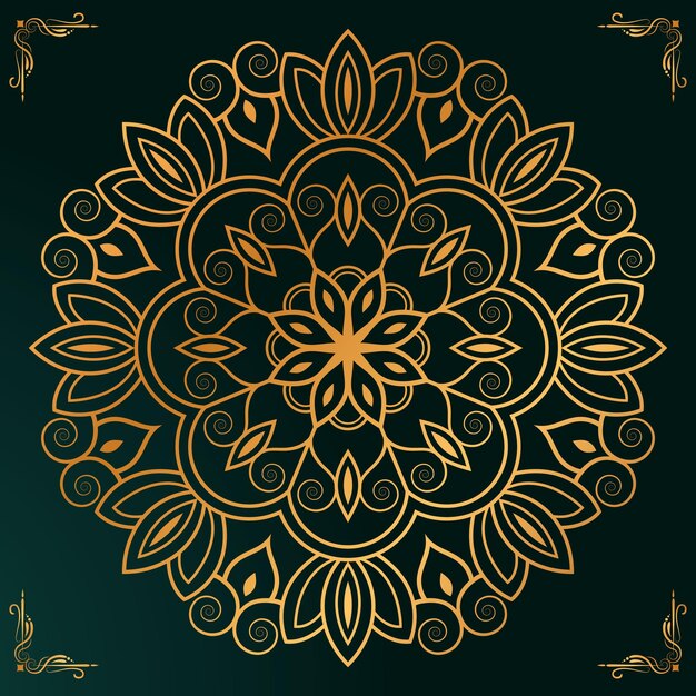 fondo de mandala de lujo con vector de color dorado