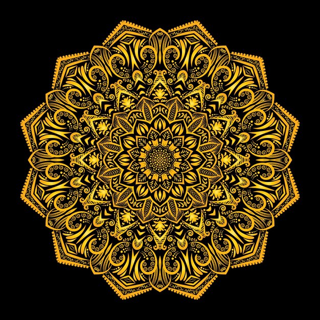 Fondo de mandala de lujo con vector de diseño de patrón arabesco dorado