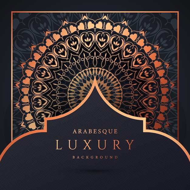 Fondo de mandala de lujo con vector de patrón arabesco dorado Vector Premium