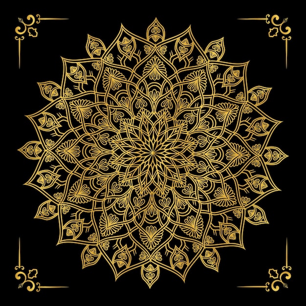 Fondo de mandala de lujo con vector premium de color dorado Vector Premium