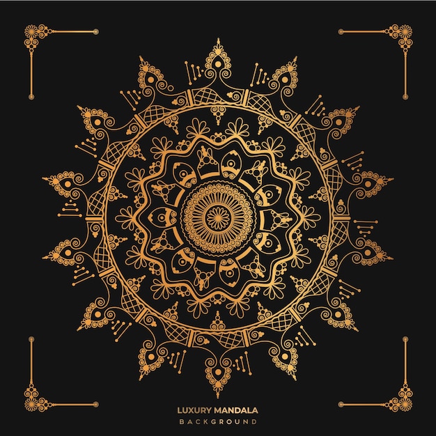 Fondo de mandala de lujo vectorial en color dorado