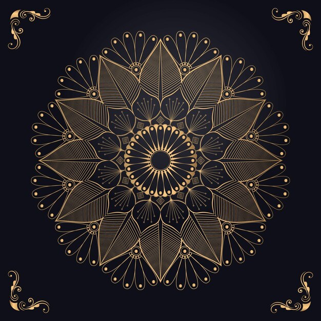 Fondo de mandala de lujo vectorial con decoración dorada