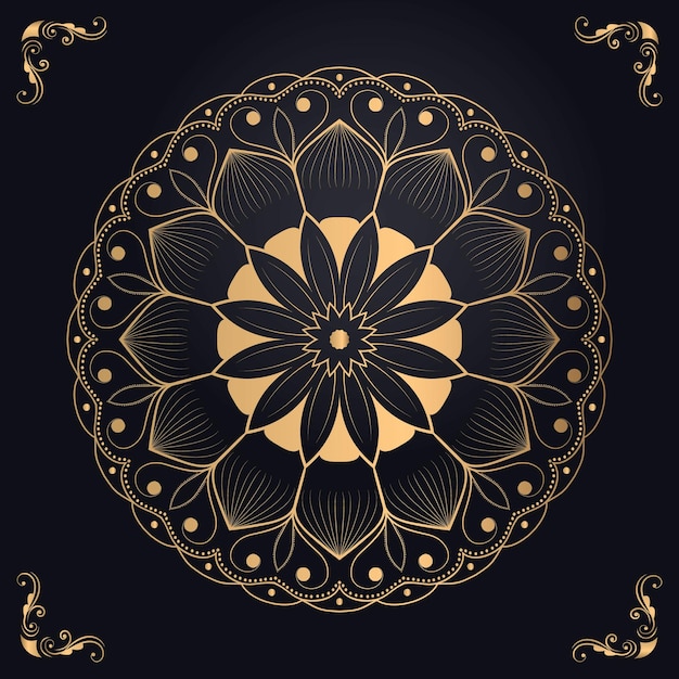 Fondo de mandala de lujo vectorial con decoración dorada