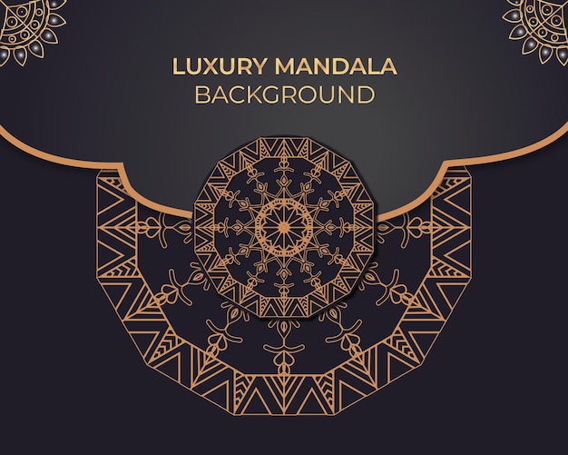 Fondo de mandala de lujo vectorial con patrón de gargantilla dorada