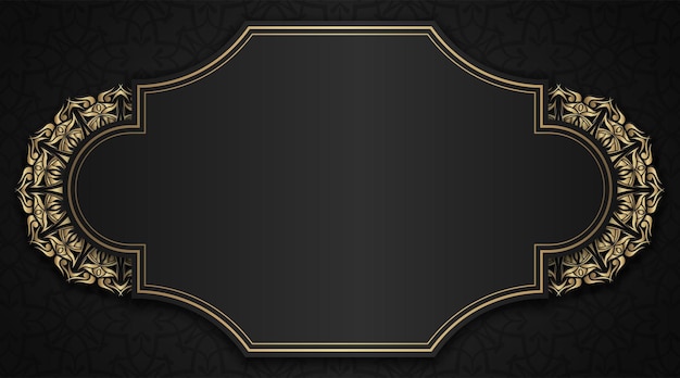 Fondo de mandala negro y dorado.
